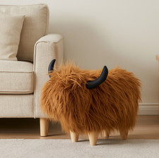 Shaggy Highland Cow Footstool