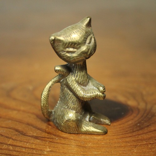 Vintage brass cute - brass, cat