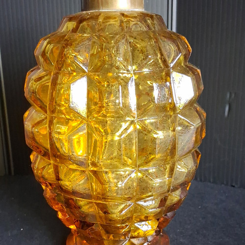 Amber textured glass - textured, round