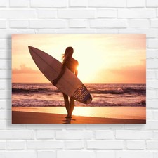 Surfer Girl Silhouette At