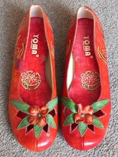 Yoma Ladies Red Multi Leather Shoes Size 38 (5) BNWOB