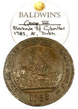 1783 Blockade of Gibraltar bronze military naval medal Baldwins vault Eimer# 800