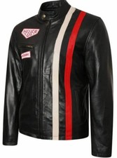 Steve Mcqueen New Black Cowhide Motorbike Leather Biker Motorcycle Jacket