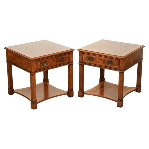 Pair burr walnut bedside - pair,