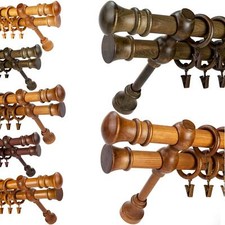 Wooden Curtain Pole Double