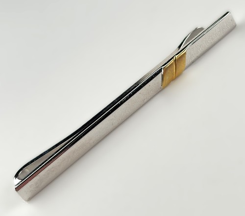 Vintage silver tone tie - tie, clip