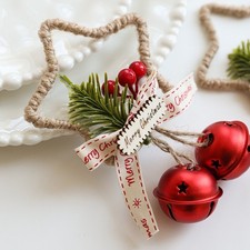 Metal Hanging Star Bell Ornament Christmas Decoration for Door or Wall