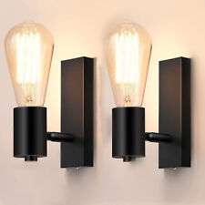 Lightsjoy 2 Pack Industrial Wall Light Home 90° + 350° Rotatable E27 Black