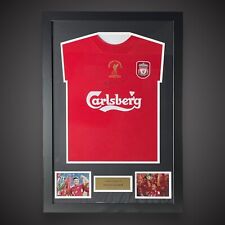 STEVEN GERRARD Hand Signed Liverpool 2005 Istanbul Shirt Framed COA £265