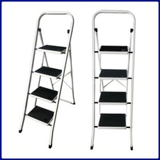 Foldable 4 Step Ladder Stepladder Non Slip Tread Safety Steel Portable Stool