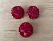 3 vintage red round shank buttons Westie Scottie terrier dog - 1.7cm diameter