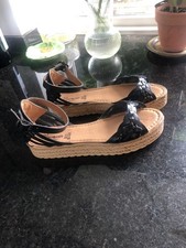 Black Leather  Ankle Strap Huarache Sandals Size 7