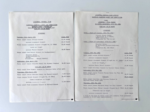 Liverpool itinerary 1981 - itinerary,