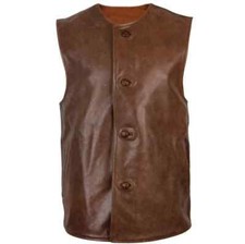 British WW1 Repro Brown Leather Jerkin Vest With Free Shipping