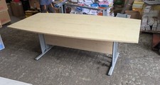 Boardroom Conference Meeting Table Maple Effect Boat Shaped with Metal Legs