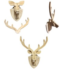 Wooden 3d Mounted Stag Head