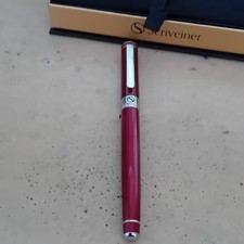 Scriveiner Classic Red Lacquer Fountain Pen with Chrome Finish, Schmidt Nib