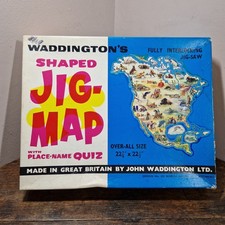 Vintage Waddington's North America Shaped Jig Map Jigsaw Puzzle - Complete