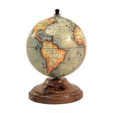 Desk World Globe Rustic Mango Wood Stand Vintage Retro Tabletop Home Office Desk