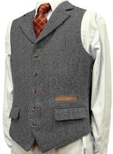 Vintage Mens Grey Vests Tweed