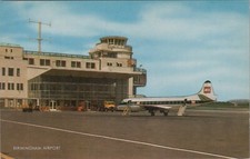 BIRMINGHAM AIRPORT WITH BEA BRITISH EUROPEAN AIRWAYS VISCOUNT VINTAGE POSTCARD