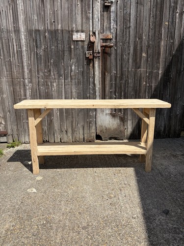 Rustic white oak console - white,