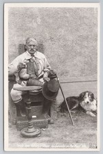 RPPC Man in Costume & Dog in Cart Cothayle Ghost Widecombe Devon K E Ruth