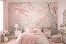 Woman bedroom floral wallpaper