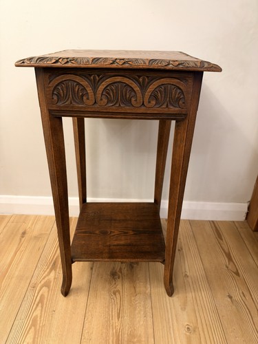 Vintage carved oak side table - carved,