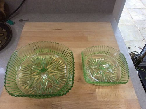 Vintage green glass bowls