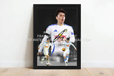 AO TANAKA SIGNED PRINTED MONTAGE PHOTO FRAMED AUTOGRAPH LEEDS UTD UNITED