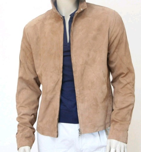 Men beige real suede leather - men's,