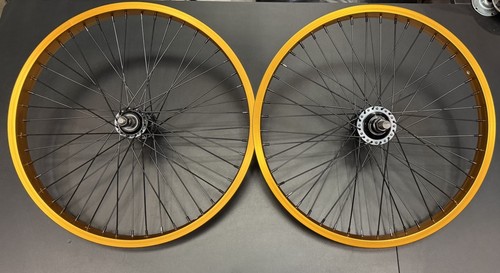Gold bmx wheel set - bmx, set,