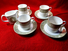 Royal Doulton SONNET : Set of 4 Coffee Cups & Saucers + Cream Jug : As new