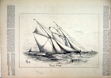 Original Old Antique Print