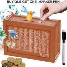 Wooden Money Box with Counter Money Piggy Bank Coin Saving Box for Kids Adult UK