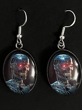 SILVER 925 TERMINTATOR  MEMORABILIA EARRINGS HORROR JEWELLERY ROBOT SCI FI GIFT