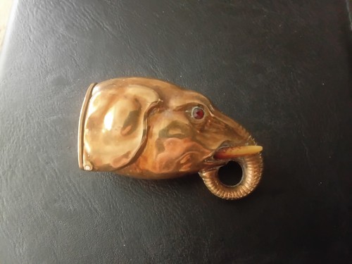 Antique brass elephant with - antique,