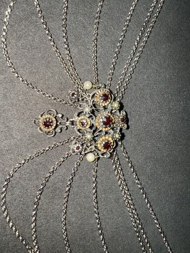 Antique silver garnet pearl - antique, &