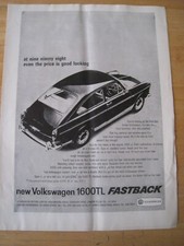 VOLKSWAGEN 1600TL FASTBACK LUXURIOUS PRACTICAL CAR 1966 ADVERT A4 FILE 7