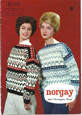 Vintage 60s ladies fairisle sweater norgay 6 ply knitting pattern bust 36 38 40"