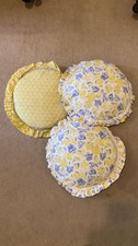Vintage Laura Ashley Sweet Pea, Yellow Round Cushions Assortment of 3
