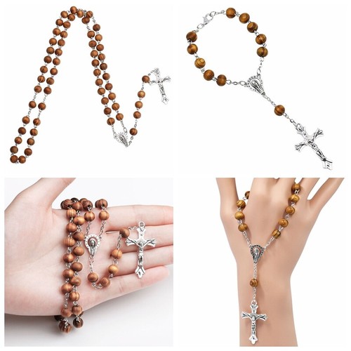 Wooden rosary necklace - wooden,