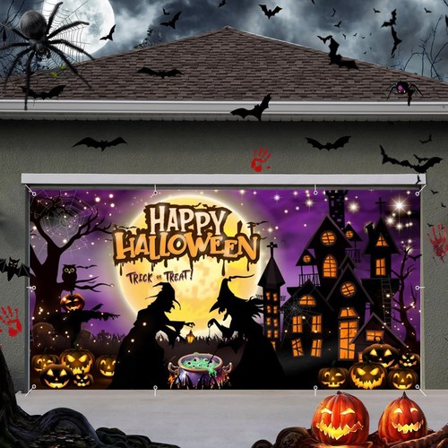 Hraiufc halloween garage door - garage,