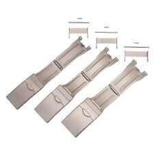 Mens Titanium Buckle Safety Clasp Metal Band 16mm 18mm 20mm Strap Bracelet New