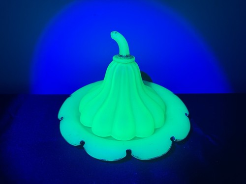 Uranium glass butter dish - glass,
