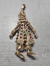 9ct Yellow Gold Vintage Huge Clown Moving Multistone Pendant
