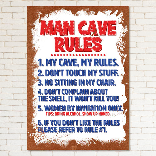 Man cave rules retro metal - cave,