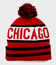 new CHICAGO POM BEANIE Men/Women Red White Winter Knit Ski Hat Bulls Blackhawks
