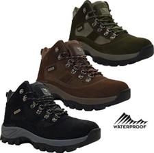 Mens Leather Waterproof Ankle Boots Lightweight Walking Hiking Trail Boots Shoes